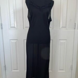 Vintage Mixit Size 12 100% Silk Black Long Slip Dress